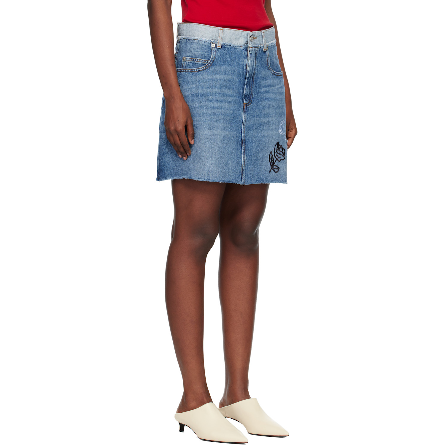  Marni Blue Stone Washed Patches Denim Miniskirt 
