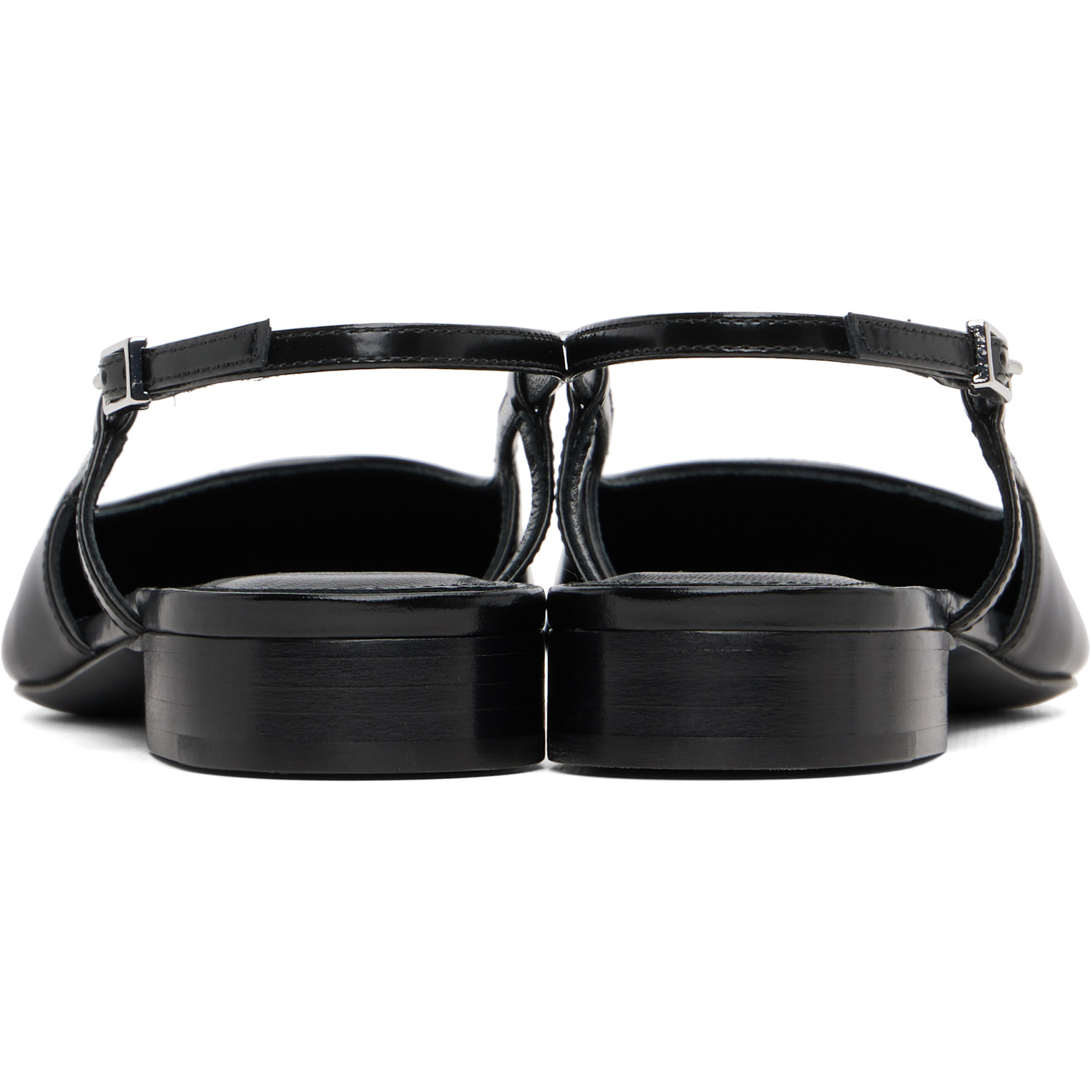  Marni Black Leather Trunkaroo Pointed Toe Slingback Ballerina Flats 