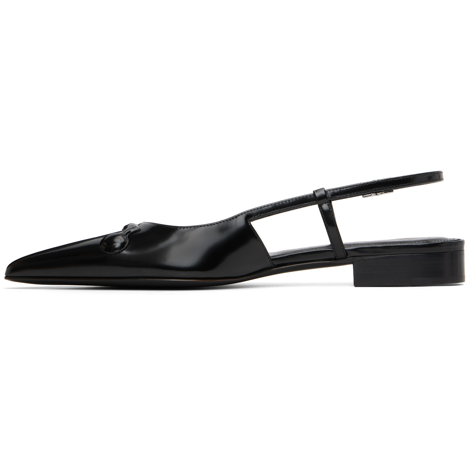  Marni Black Leather Trunkaroo Pointed Toe Slingback Ballerina Flats 