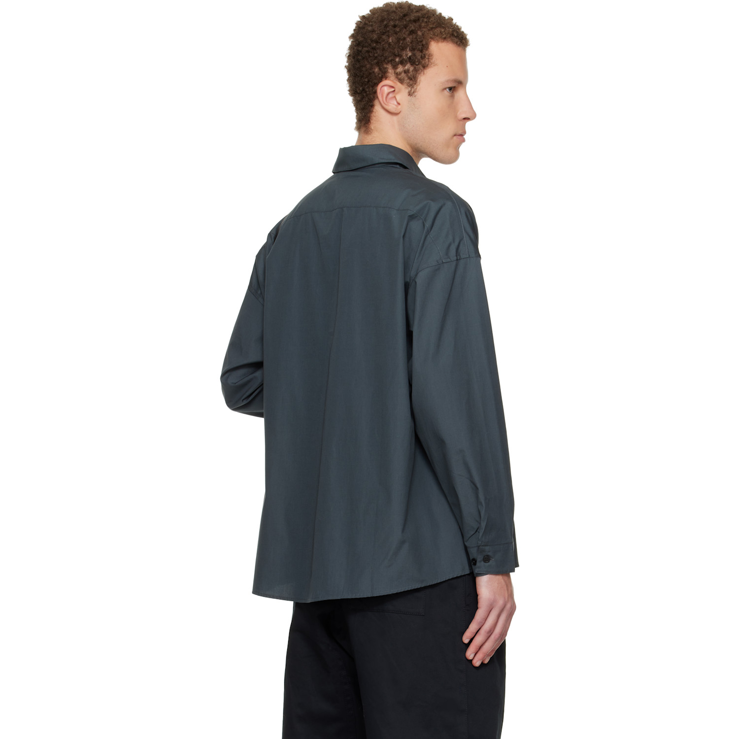 Marni Gray Peeping Marni Logo Organic Poplin Shirt 