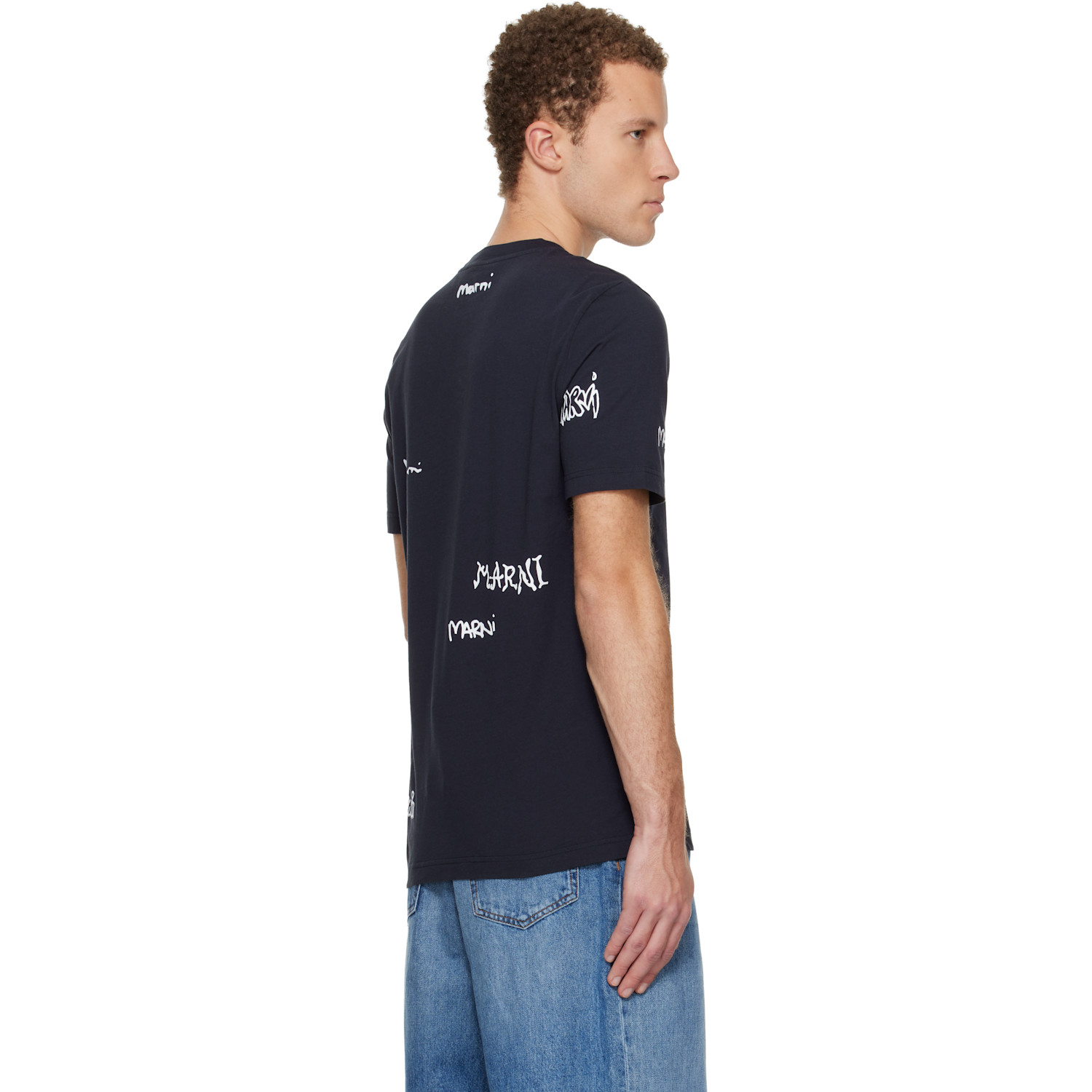  Marni Navy Multigram Marni Print Cotton T-shirt 