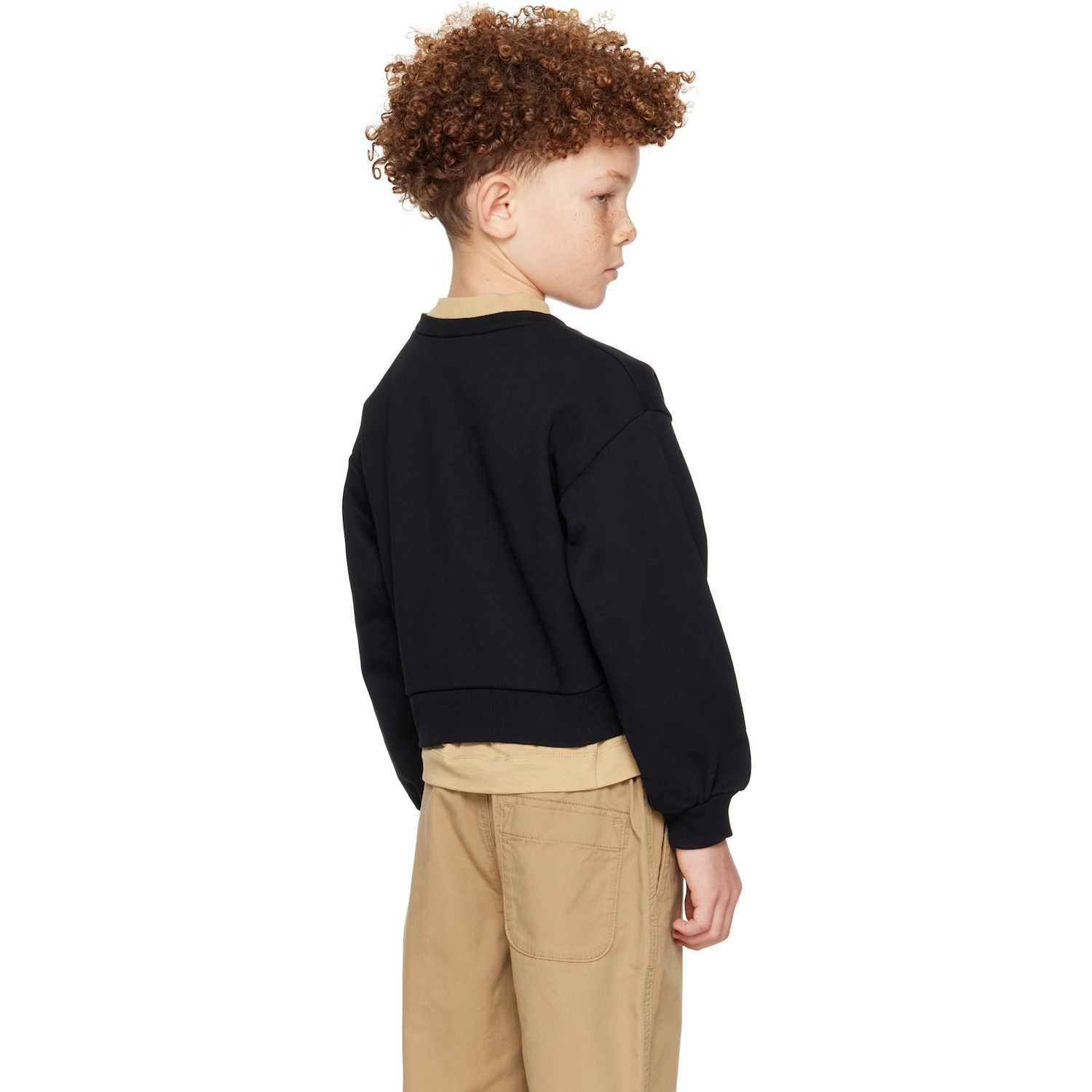 Marni Kids Black Cotton Cropped Embroidered Logo Sweatshirt 