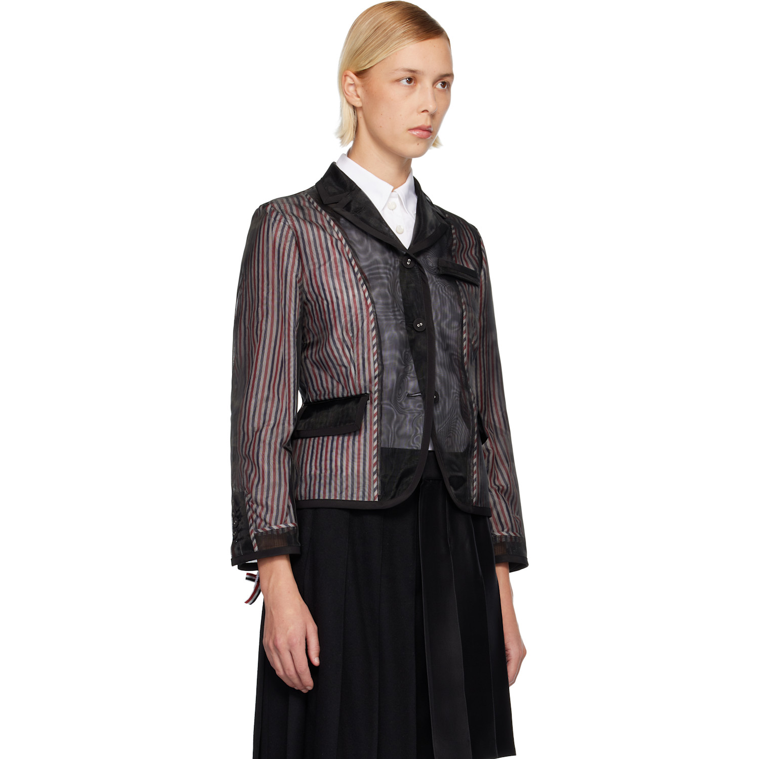  Thom Browne Black Organza Sport Blazer 