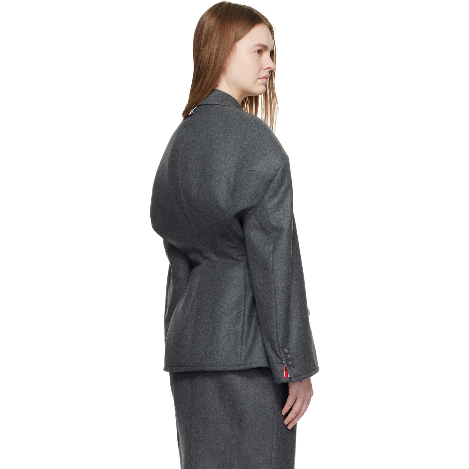  Thom Browne Gray Nipped Waist Cocoon Blazer 