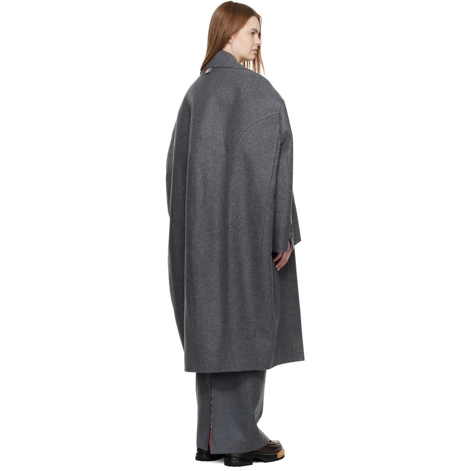  Thom Browne Gray Melton Cocoon Coat 