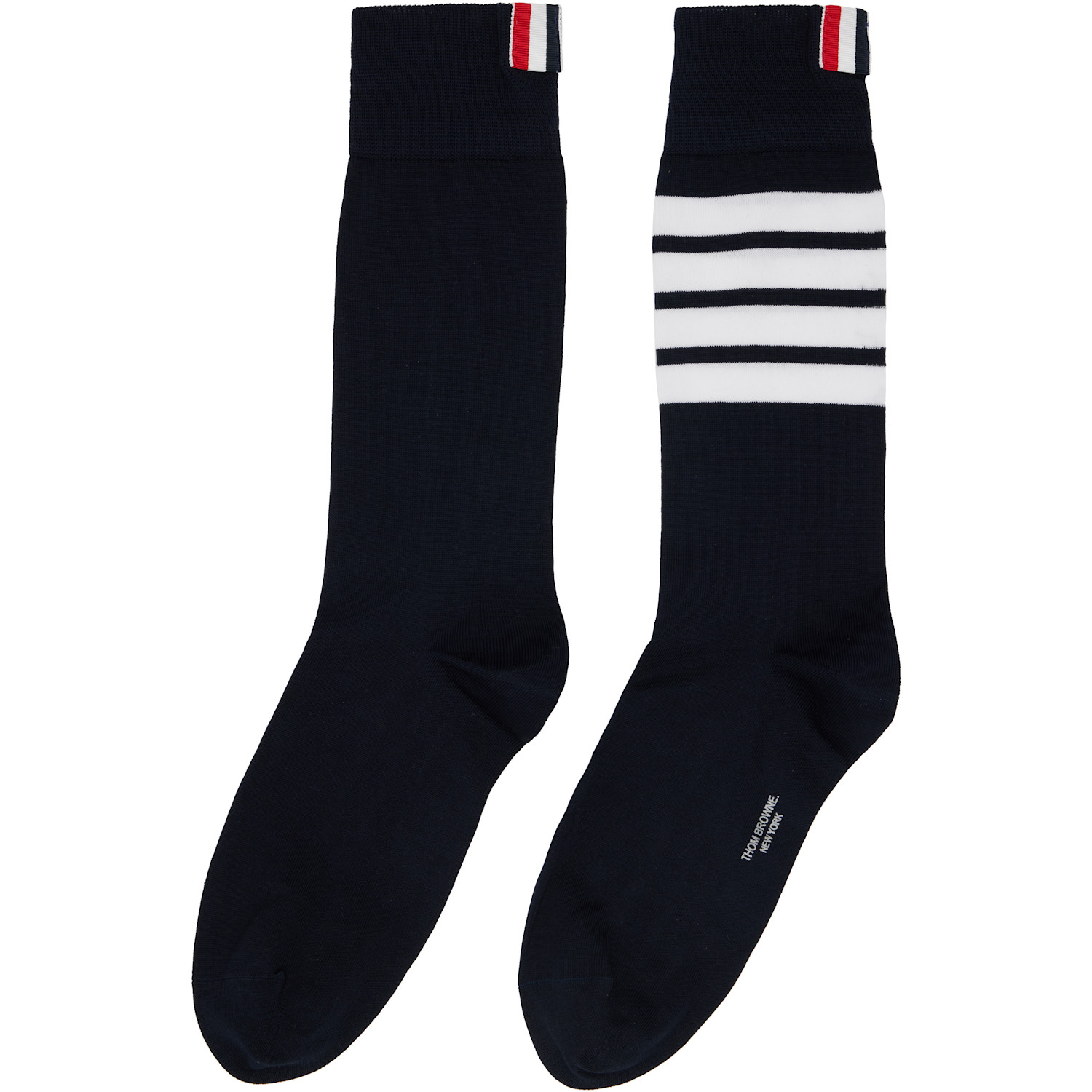  Thom Browne Navy Lightweight Cotton 4-bar Mid Calf Socks 