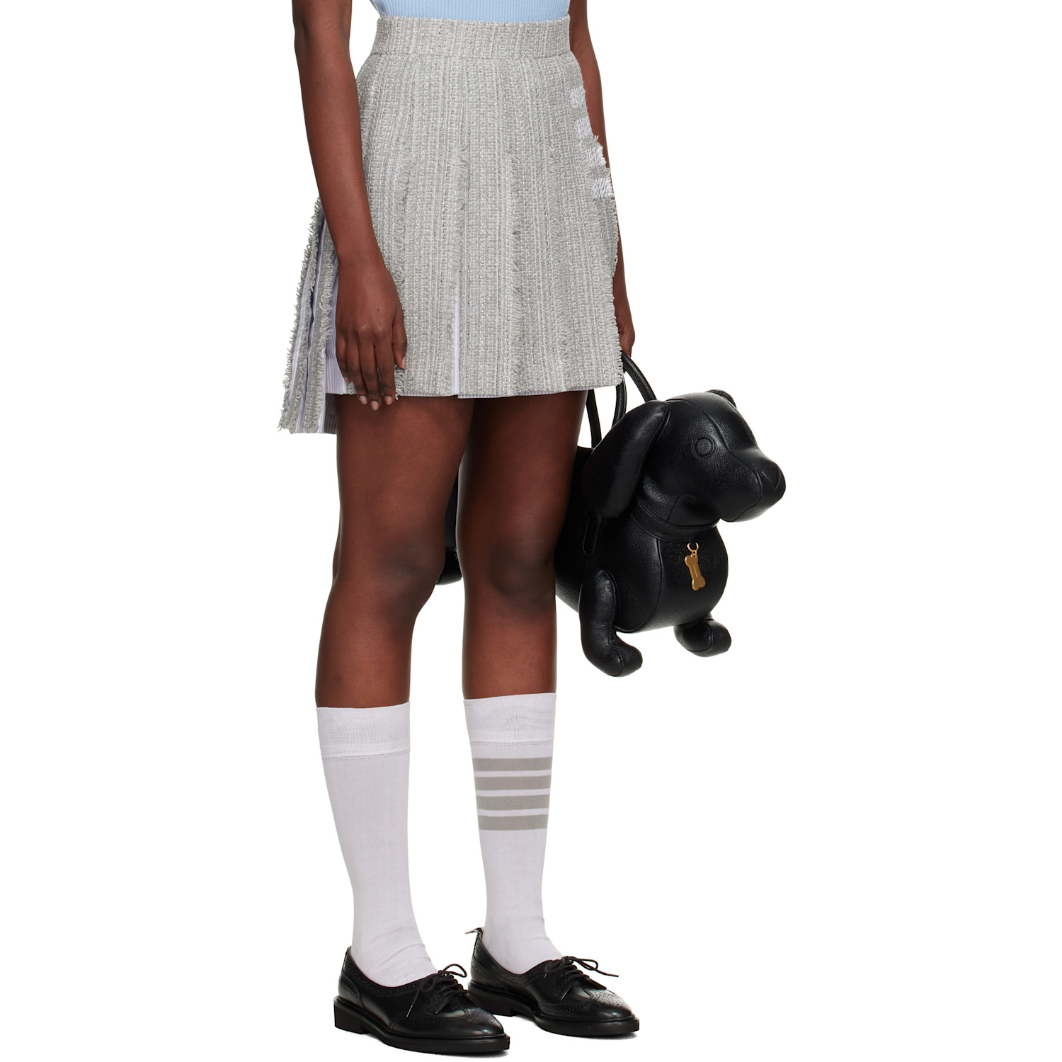  Thom Browne Gray Classic Pleated 4-bar Miniskirt 