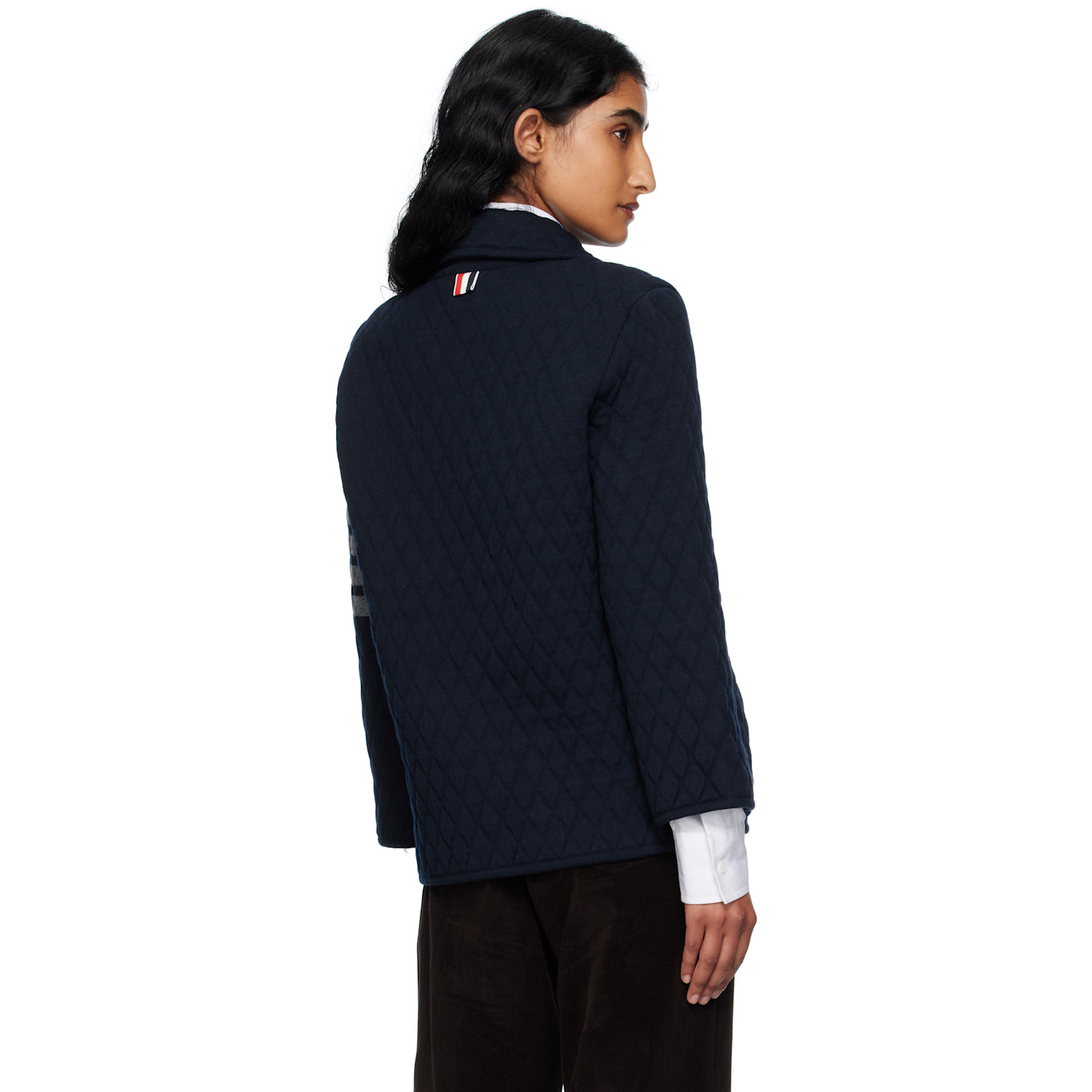  Thom Browne Navy Quilted Knit Merino Wool 4-bar Work Jacket 