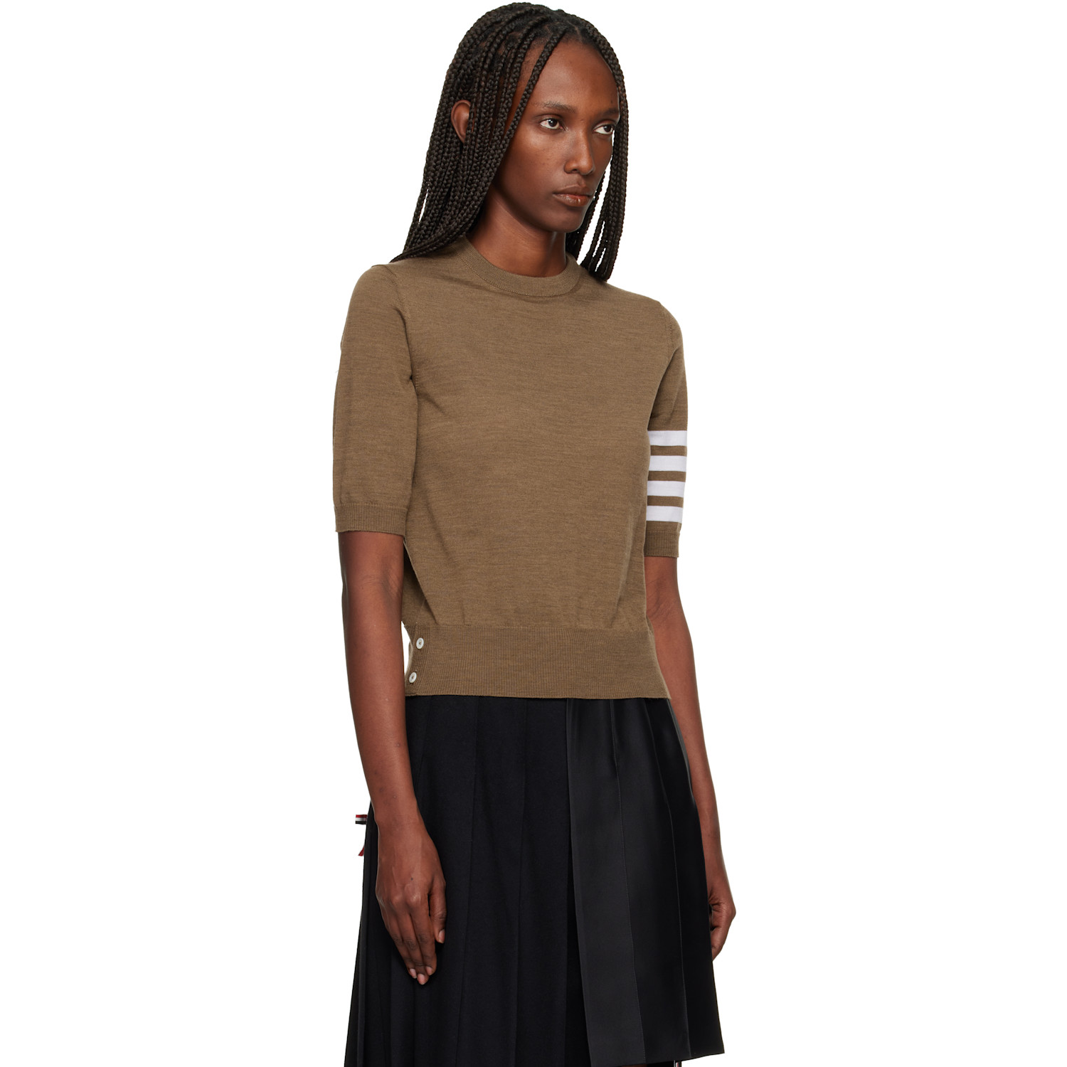  Thom Browne Brown Fine Merino Wool 4-bar Sweater 