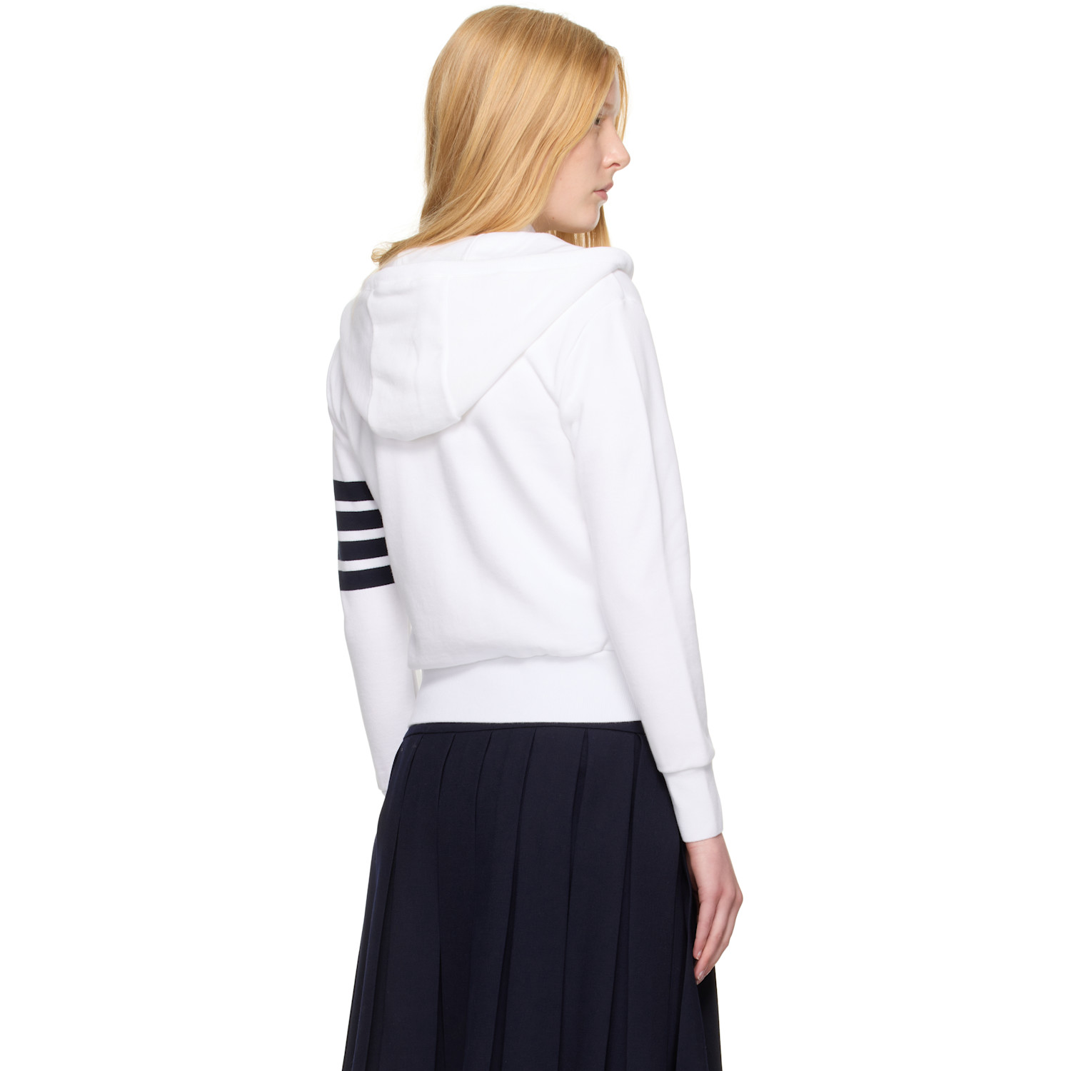  Thom Browne White Classic Zip Up Hoodie 