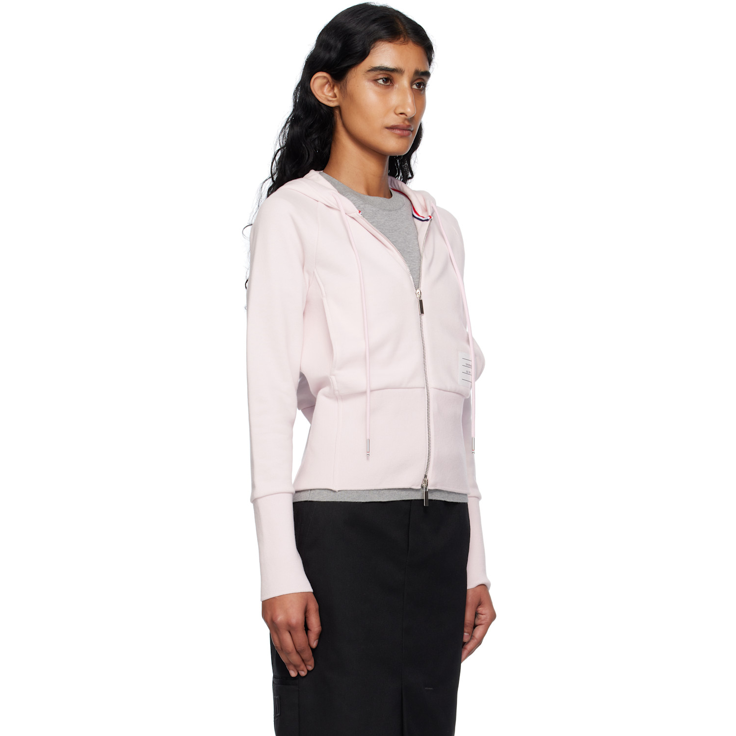 Thom Browne Pink Solid Loopback 4-bar Zip Hoodie 