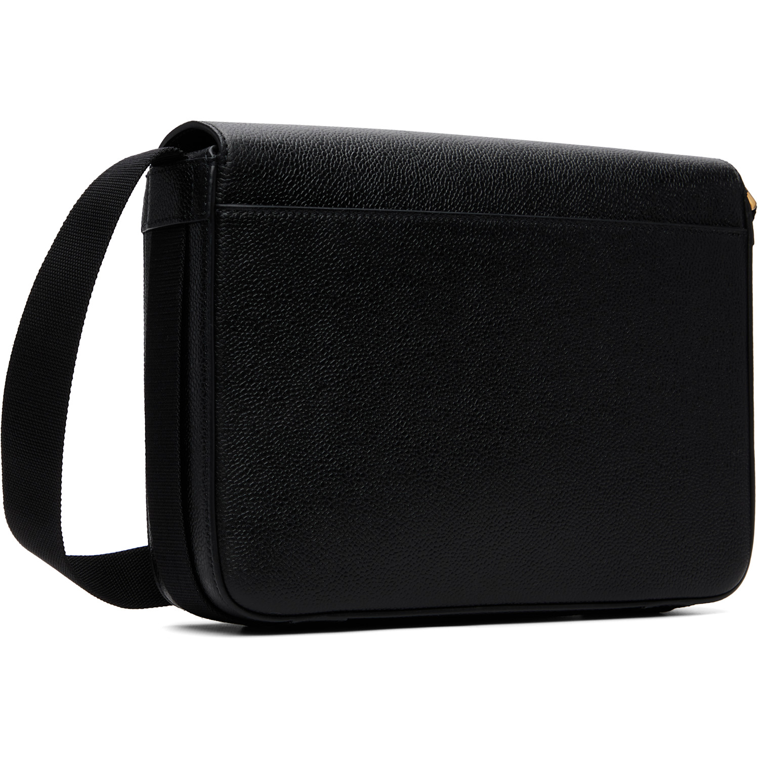  Thom Browne Black Pebble Grain Reporter Bag 