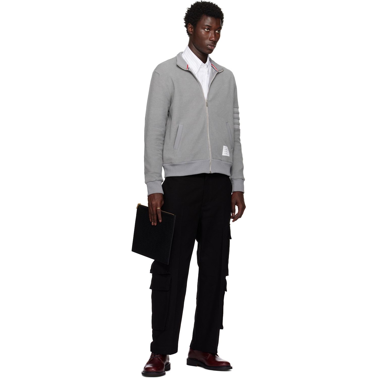  Thom Browne Black Pebble Grain Large Document Holder 