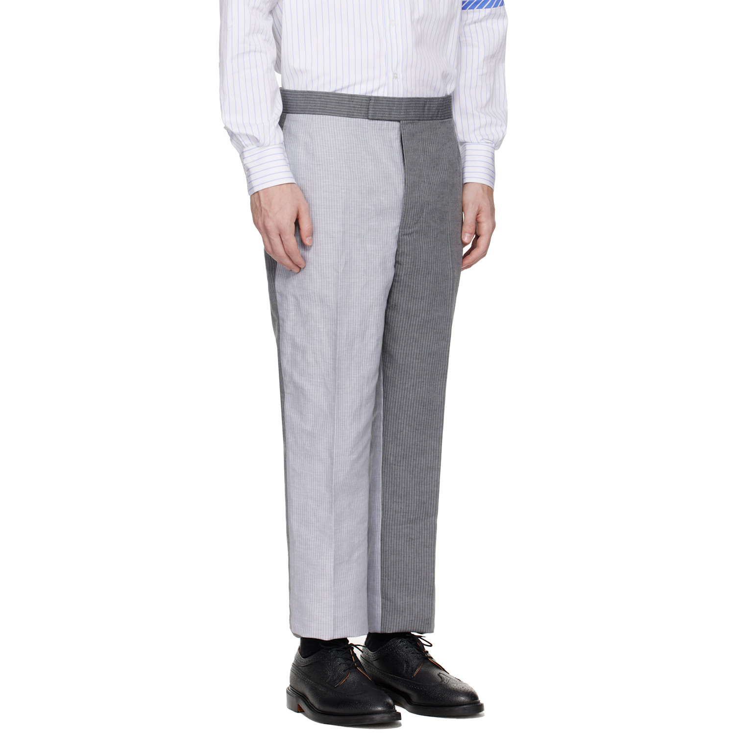  Thom Browne Gray University Stripe Linen Cotton Trousers 