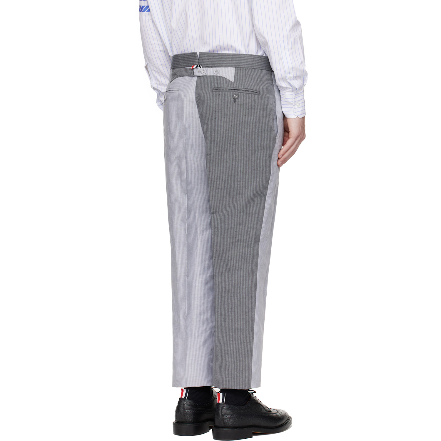  Thom Browne Gray University Stripe Linen Cotton Trousers 