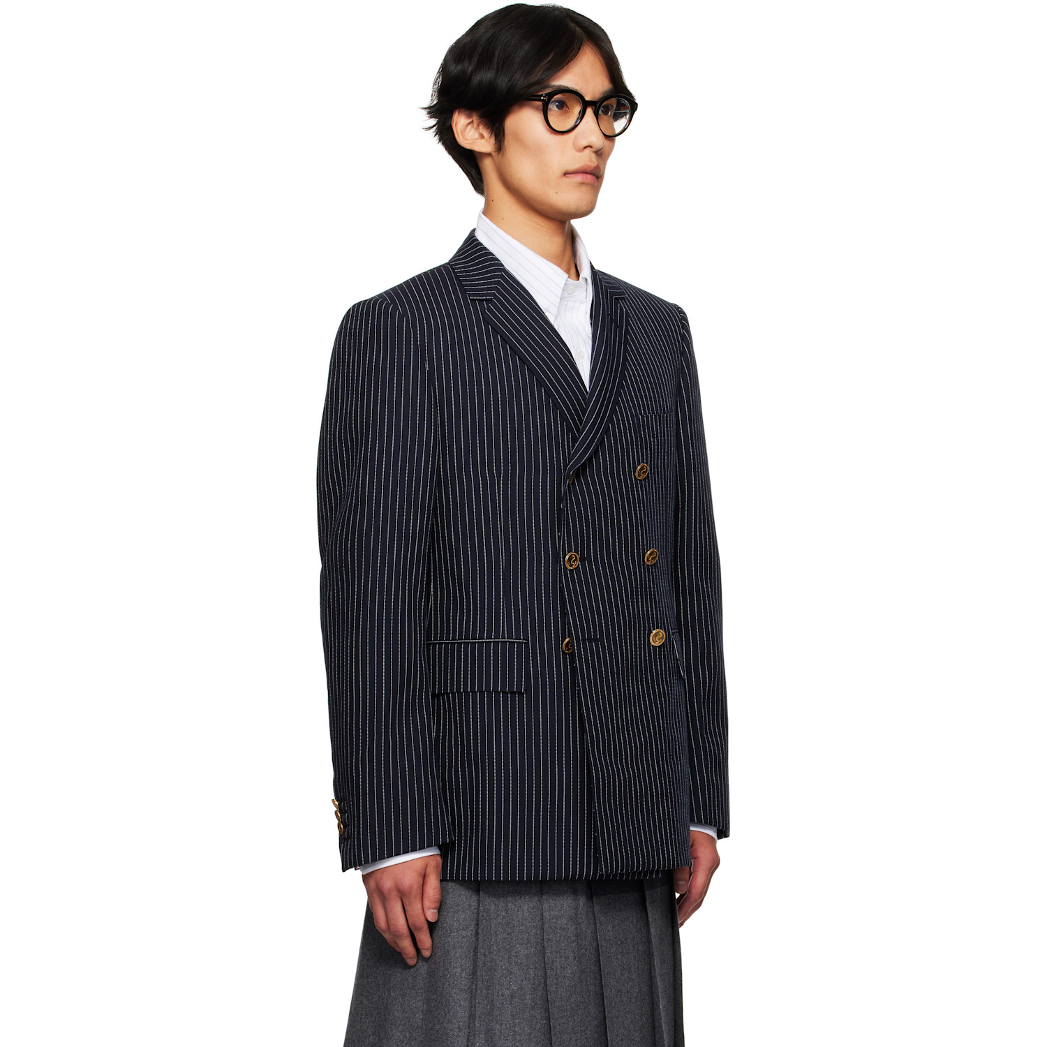  Thom Browne Navy Pinstripe High Twist Wool Sportcoat Blazer 