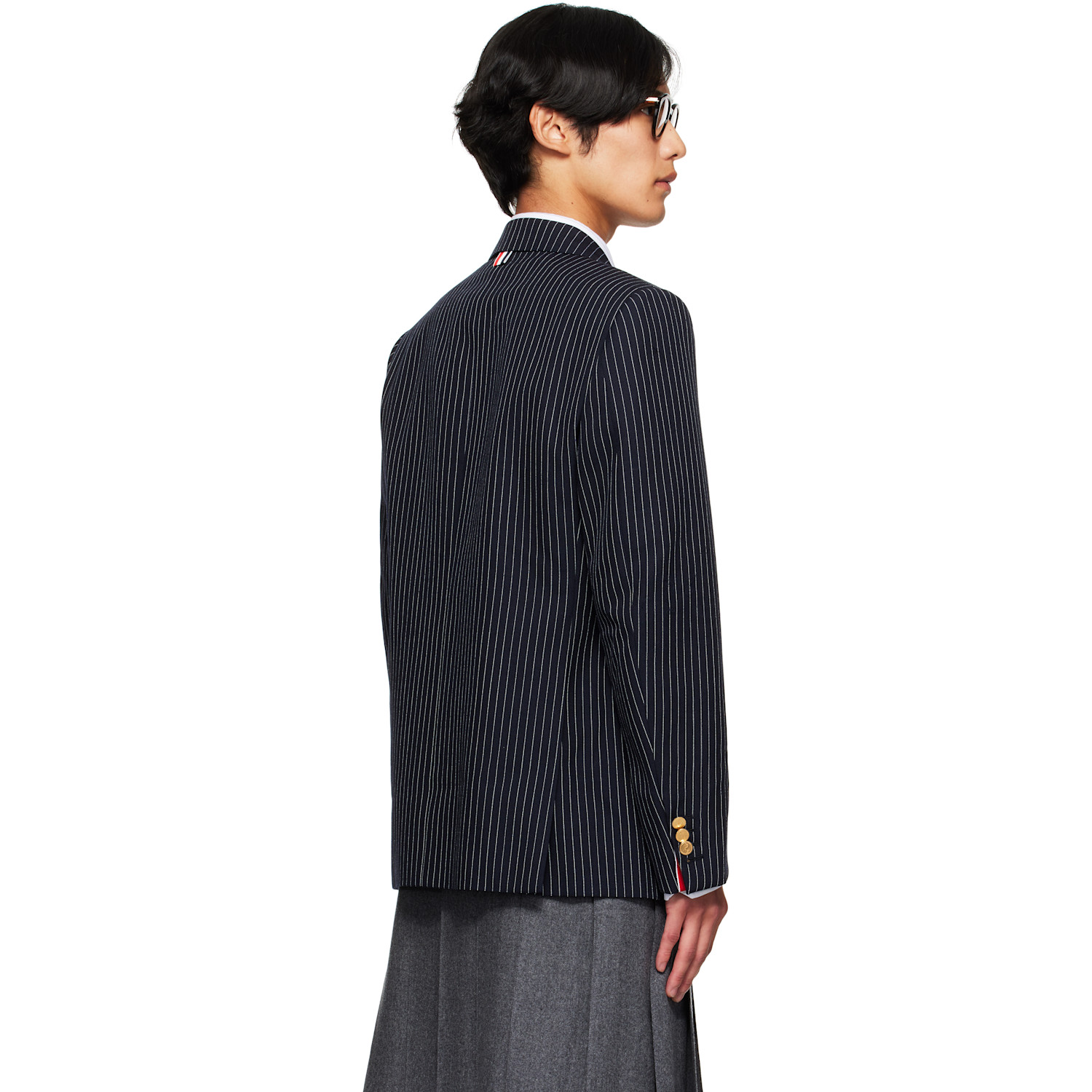  Thom Browne Navy Pinstripe High Twist Wool Sportcoat Blazer 