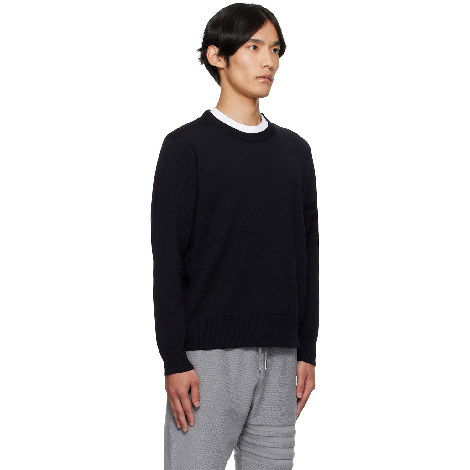  Thom Browne Navy Double Face Crew New 4-bar Sweater 
