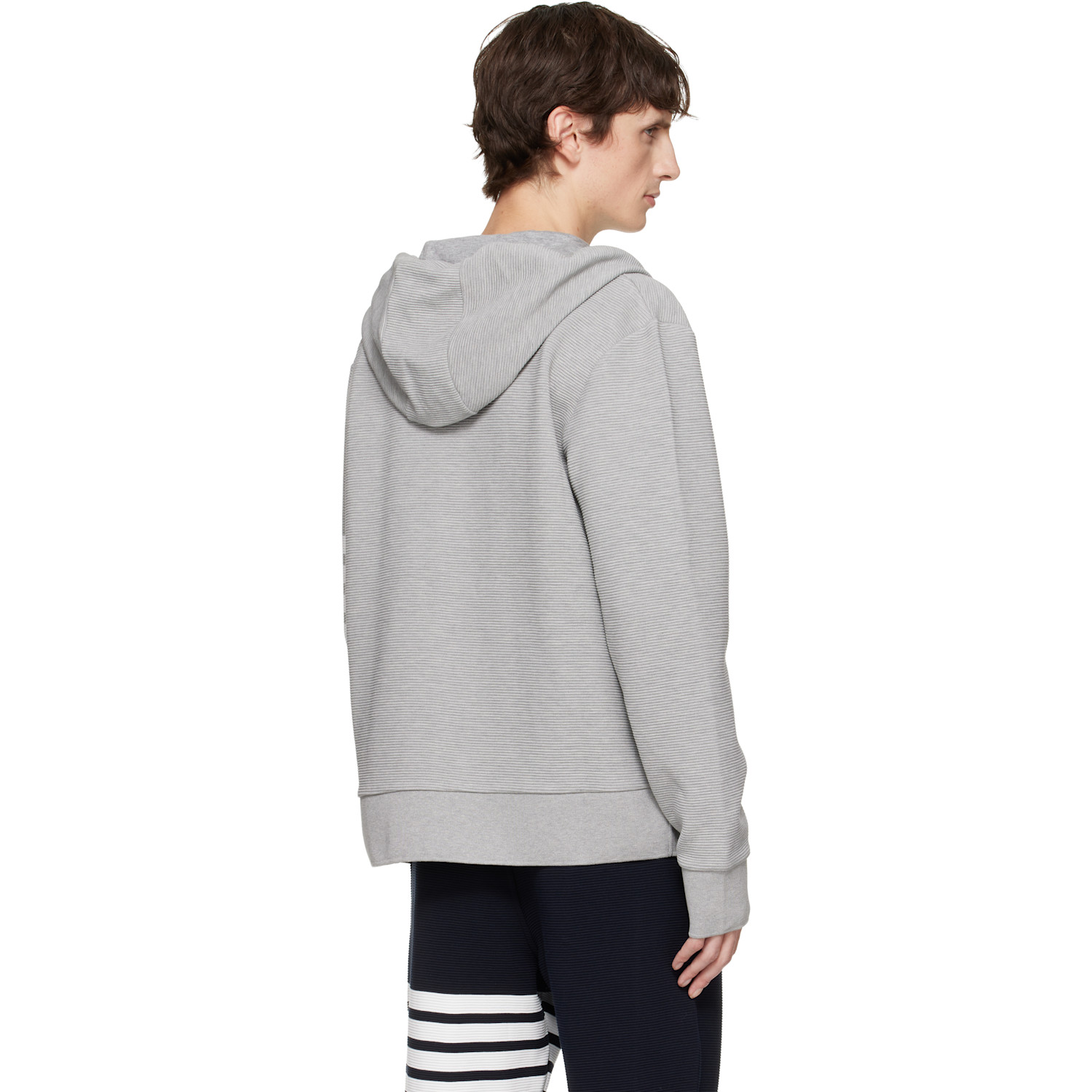  Thom Browne Gray Cotton Ottoman 4-bar Zip Hoodie 