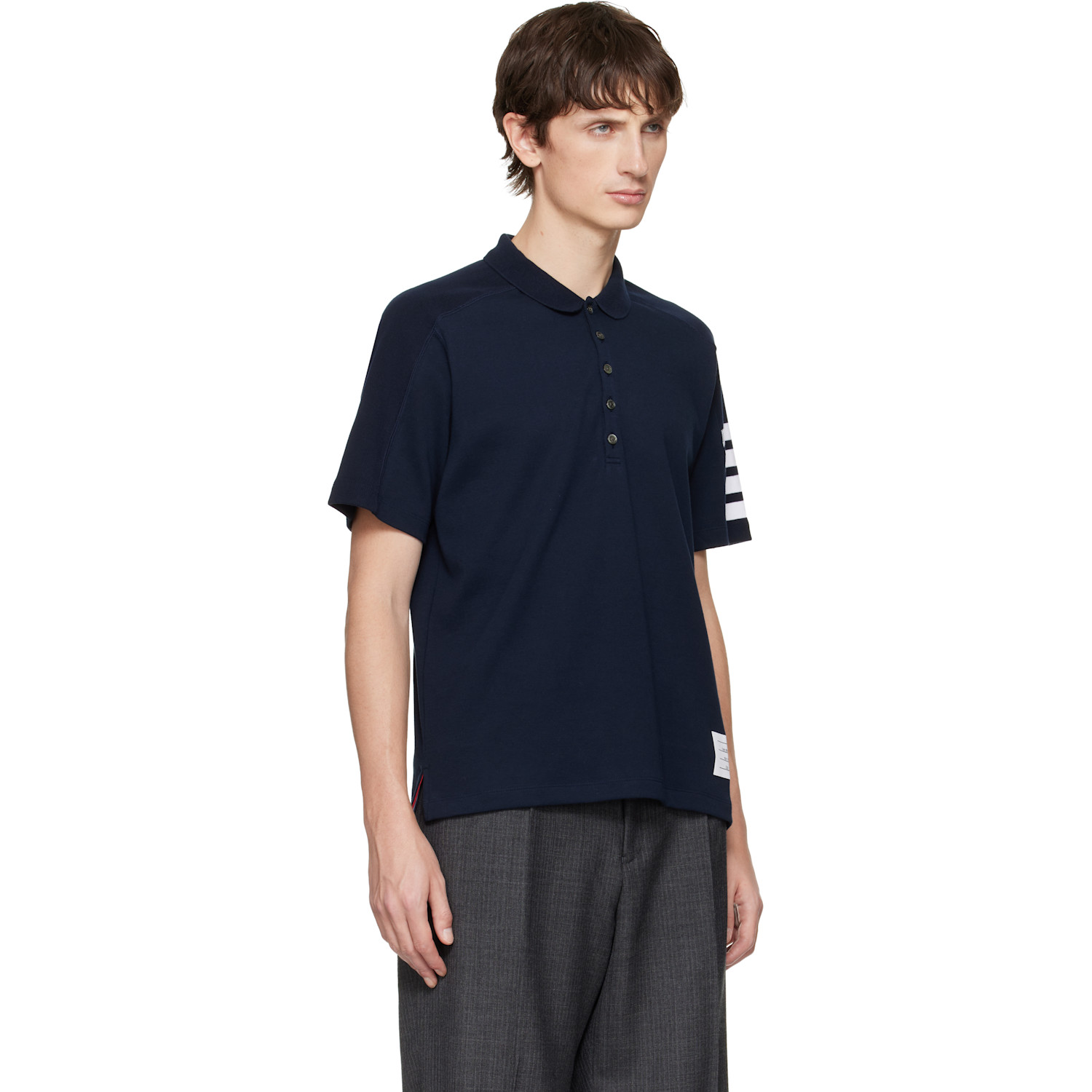  Thom Browne Navy Milano Cotton 4-bar Polo 