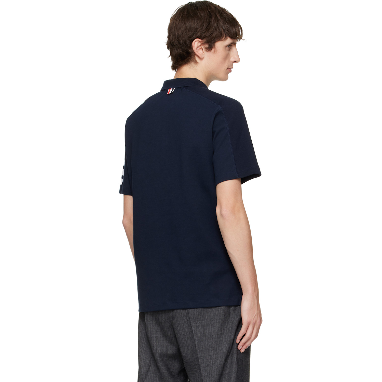  Thom Browne Navy Milano Cotton 4-bar Polo 