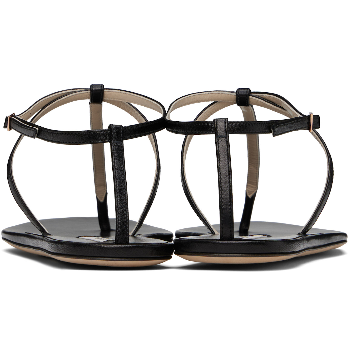  Christen Black Mono Strap Flat Sandals 
