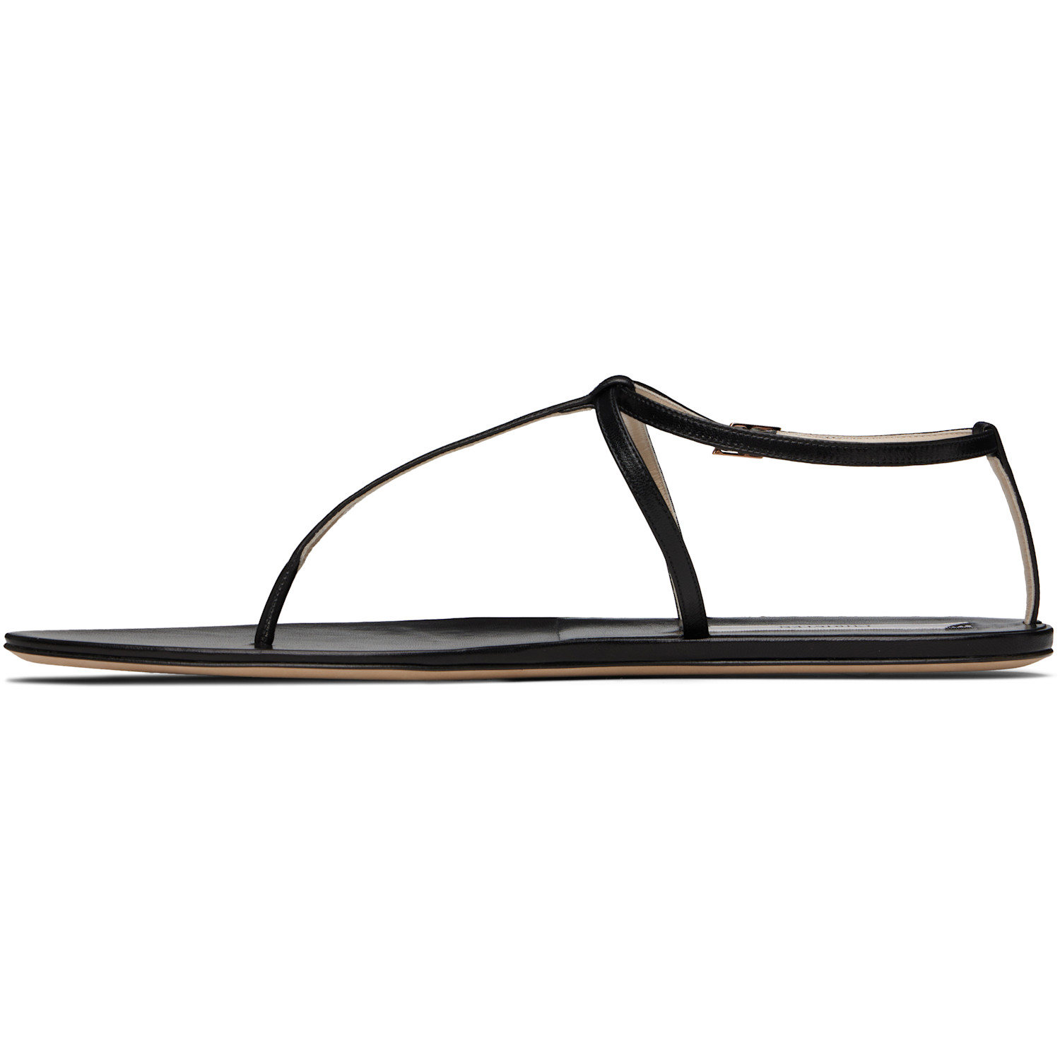  Christen Black Mono Strap Flat Sandals 