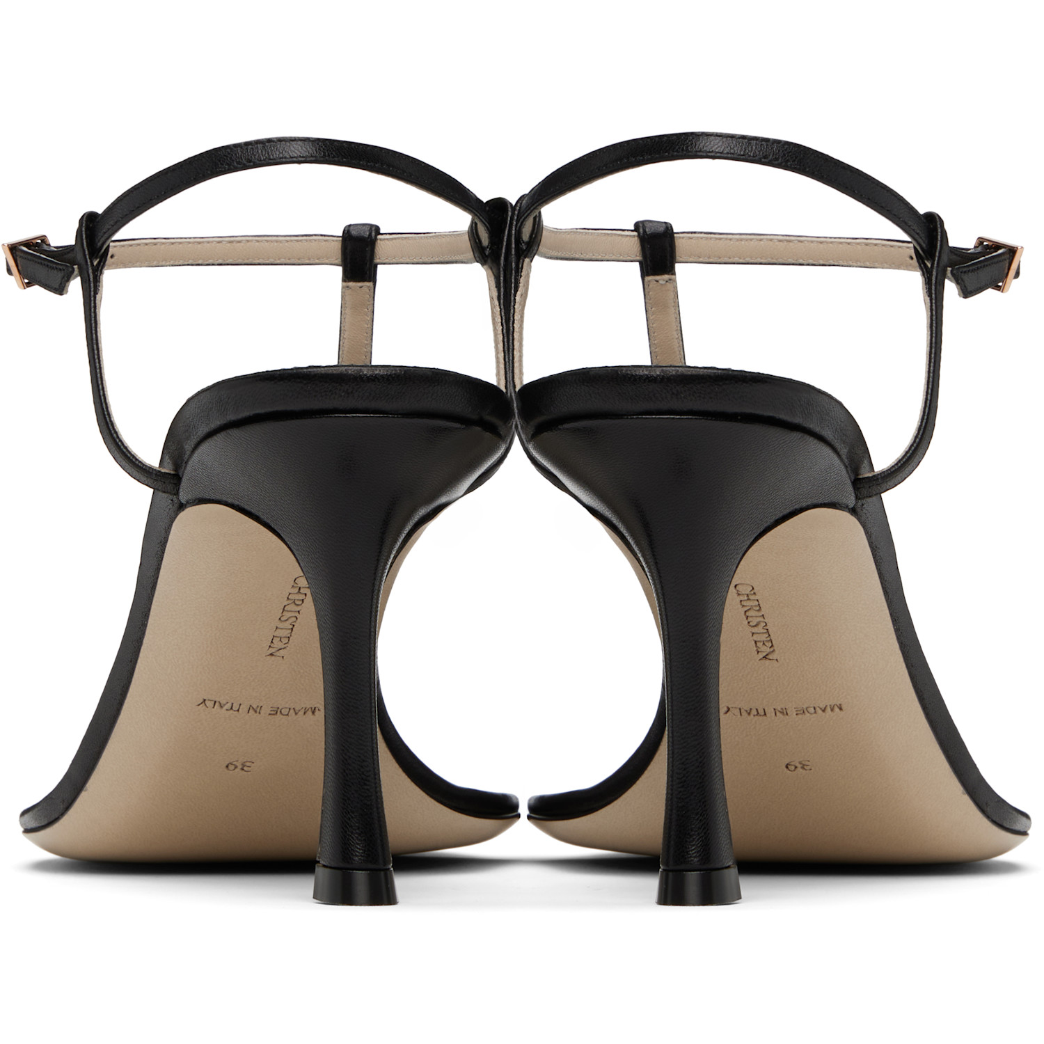  Christen Black 75mm Mono Strap Heeled Sandals 