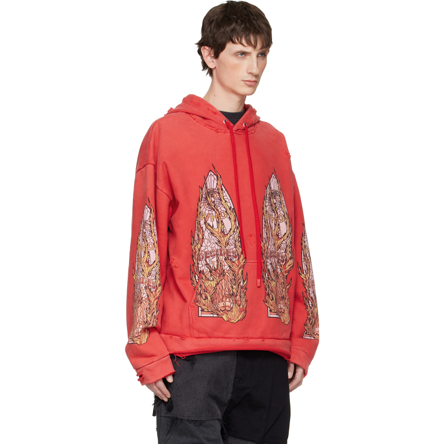  Who Decides War Red Flame Glass Hoodie 