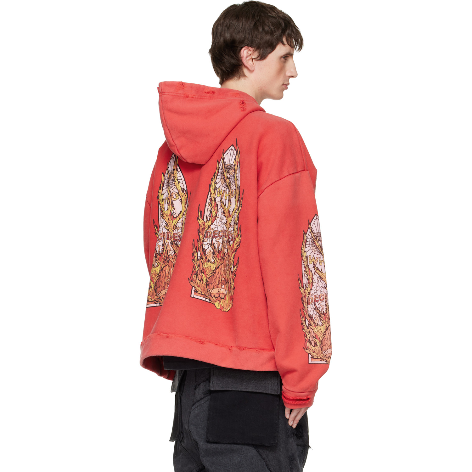  Who Decides War Red Flame Glass Hoodie 