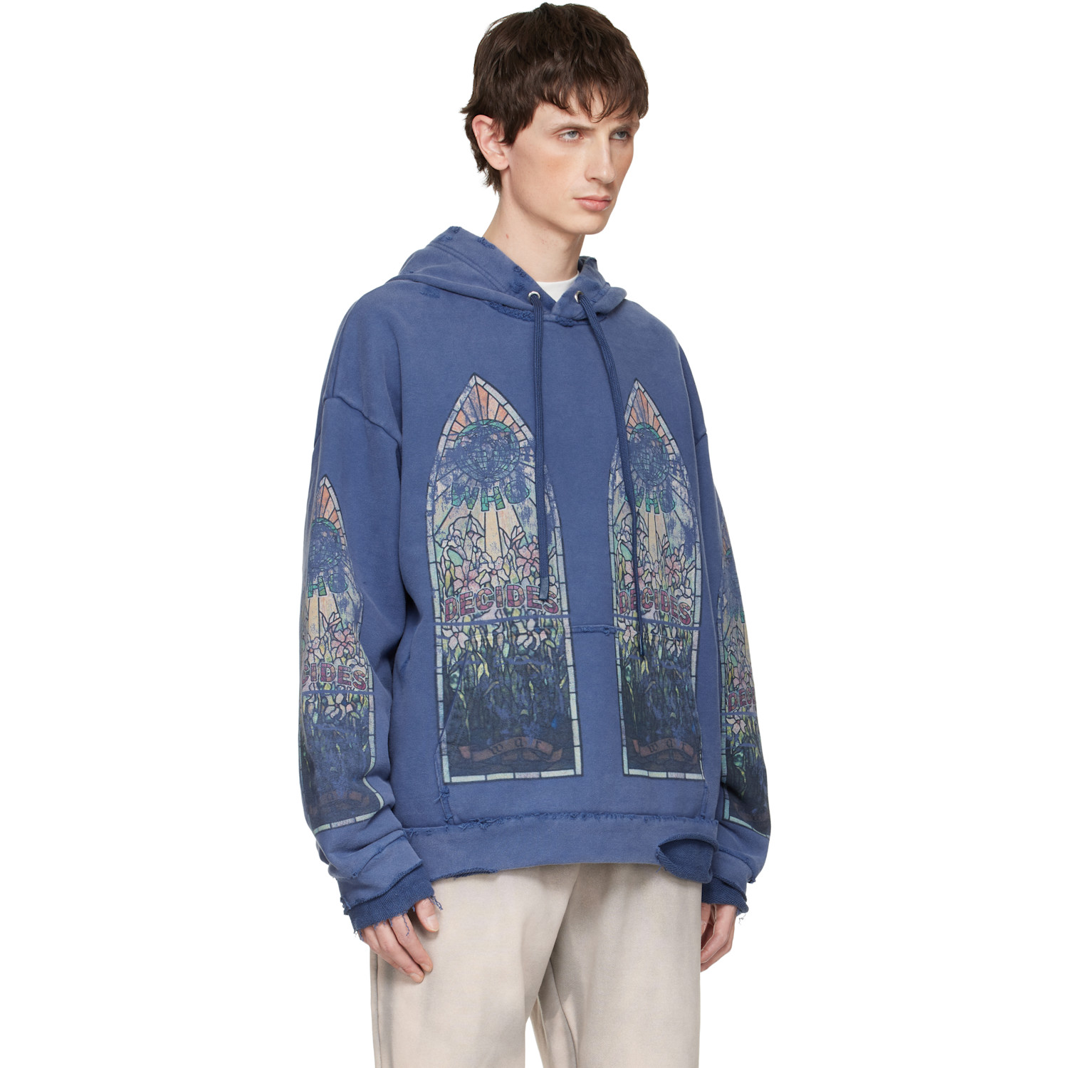  Who Decides War Blue Faded Hoodie 