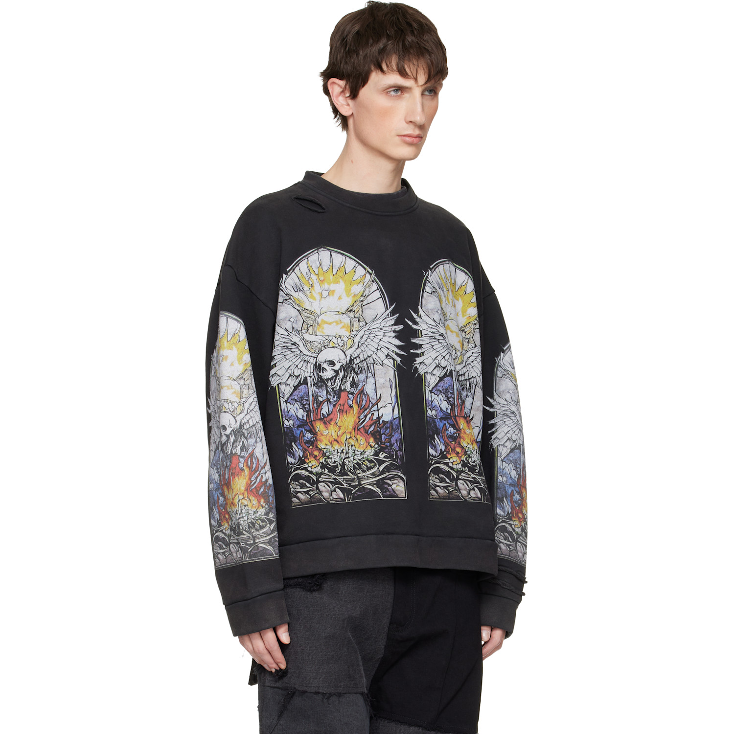  Who Decides War Black Skull Pullover Sweatshirt 