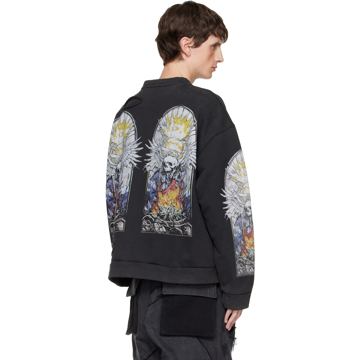  Who Decides War Black Skull Pullover Sweatshirt 