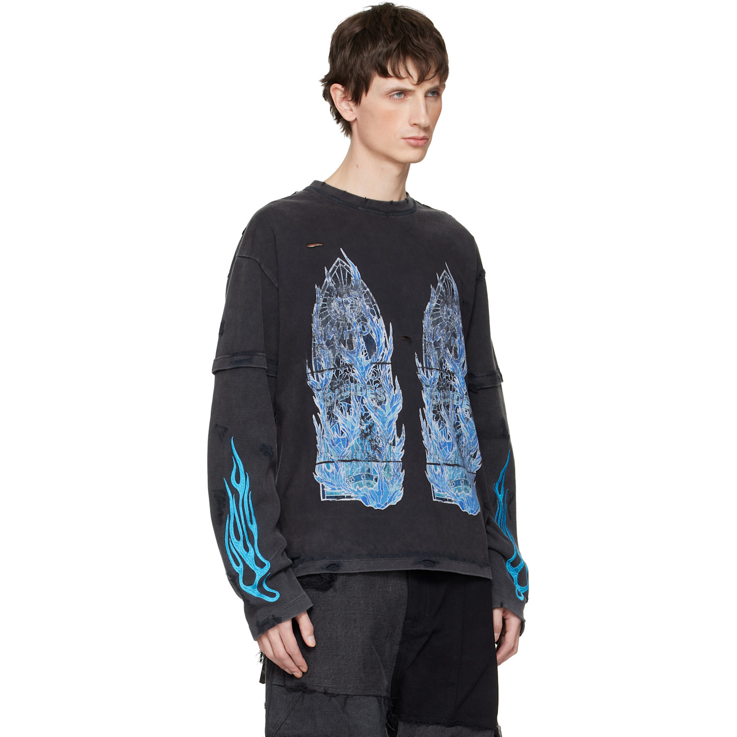  Who Decides War Black Flame Glass Double T-shirt 