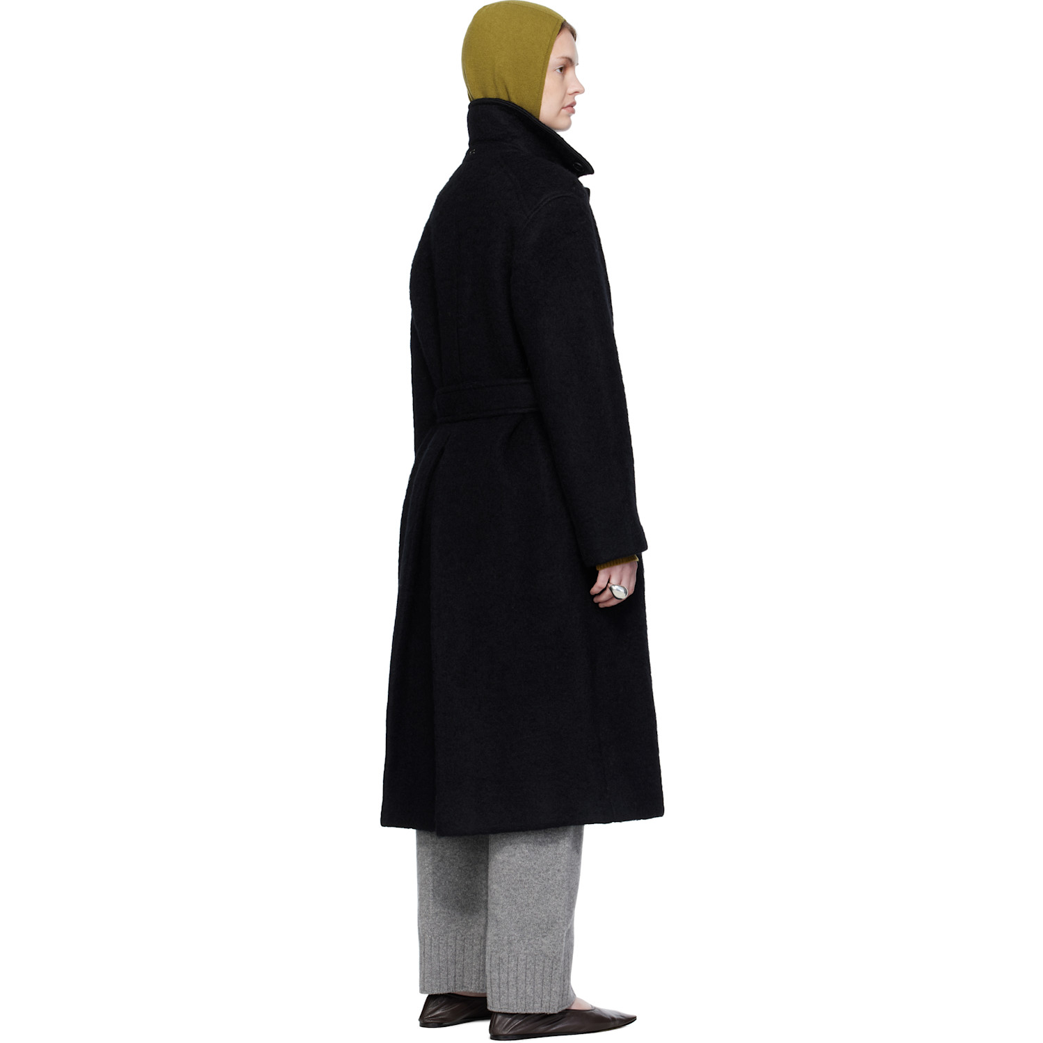  Umarmung Black Shaggy Wool Oversized Coat 
