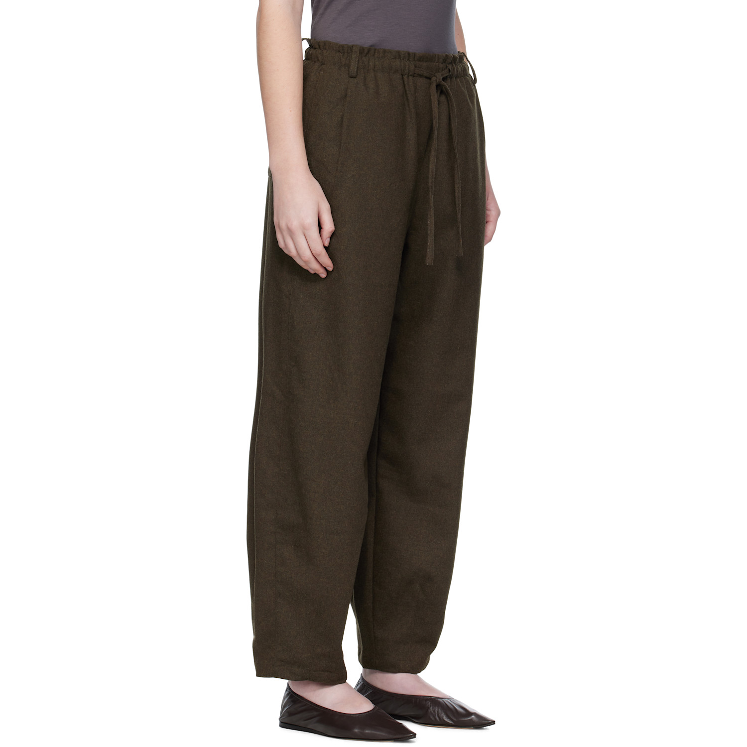 Umarmung Brown Wool Flannel Oval Silhouette Lounge Pants 