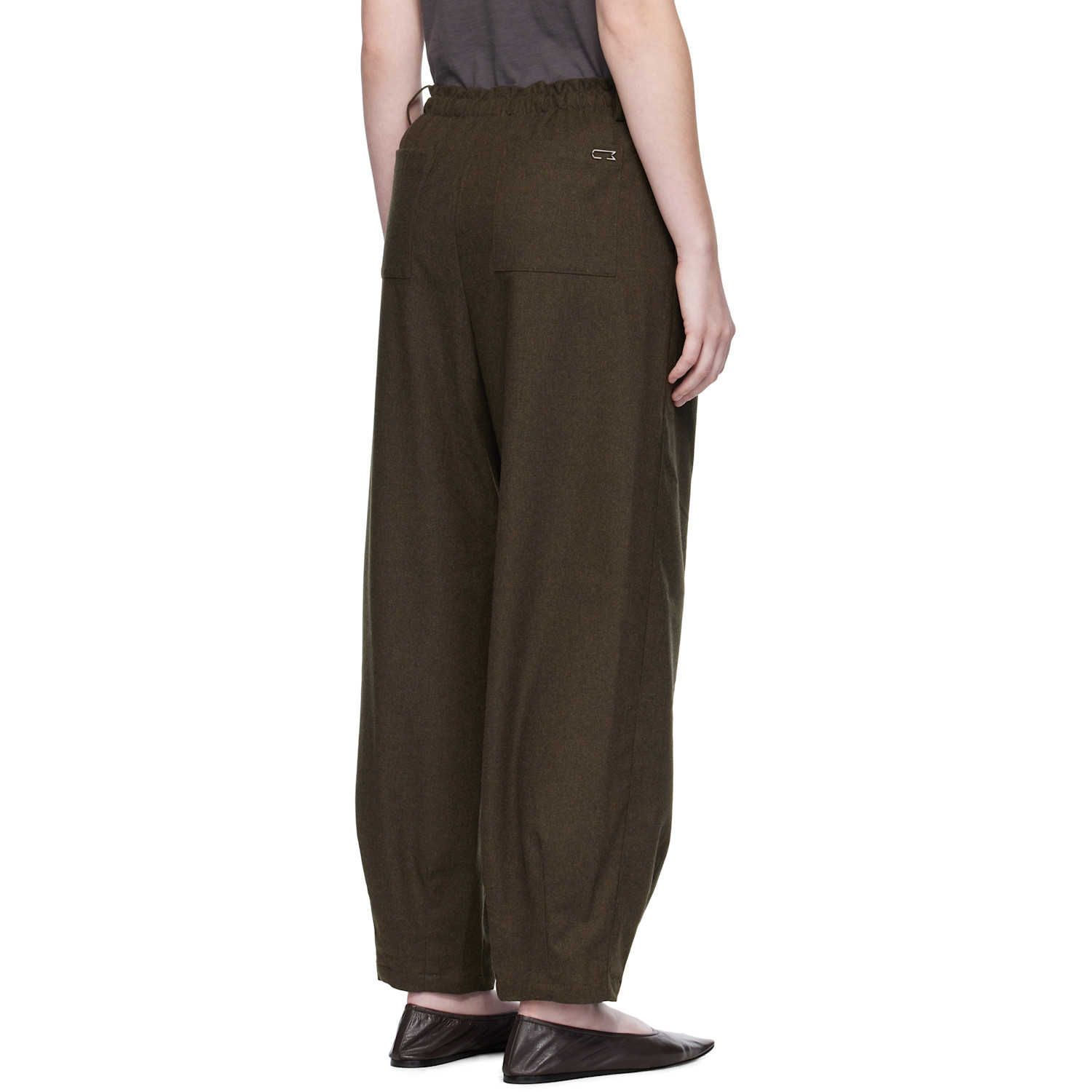  Umarmung Brown Wool Flannel Oval Silhouette Lounge Pants 