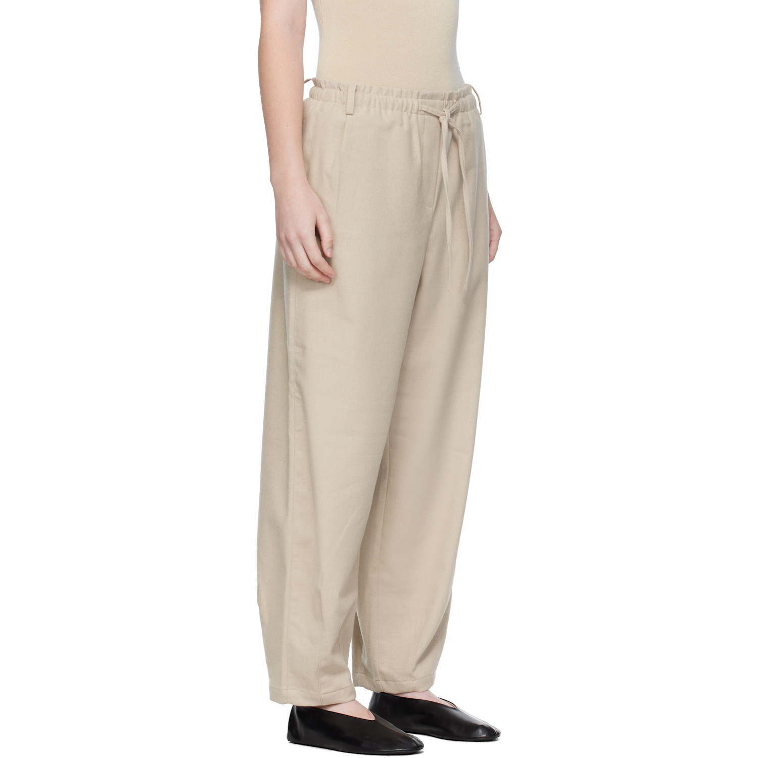  Umarmung Off-white Wool Flannel Oval Silhouette Lounge Pants 