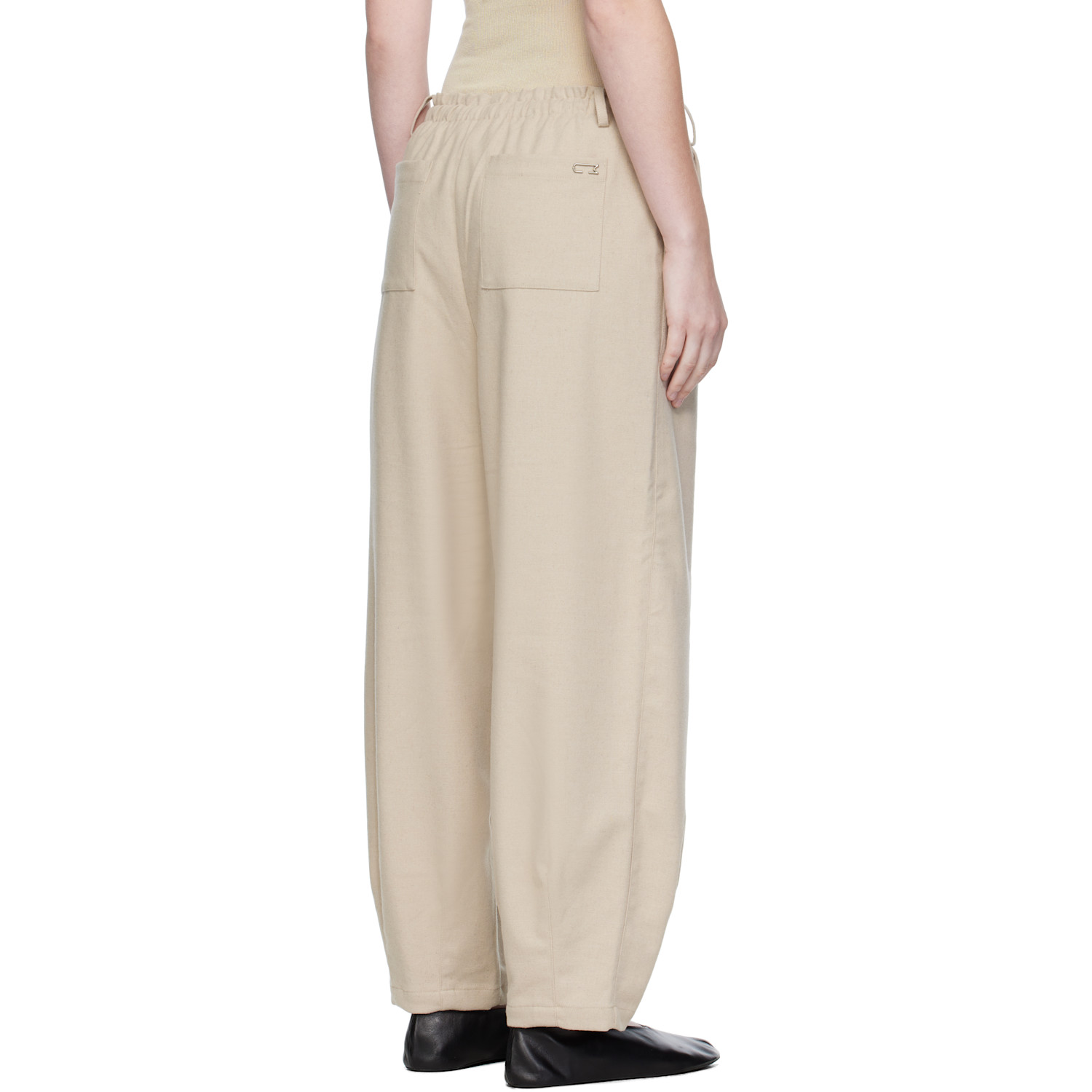  Umarmung Off-white Wool Flannel Oval Silhouette Lounge Pants 