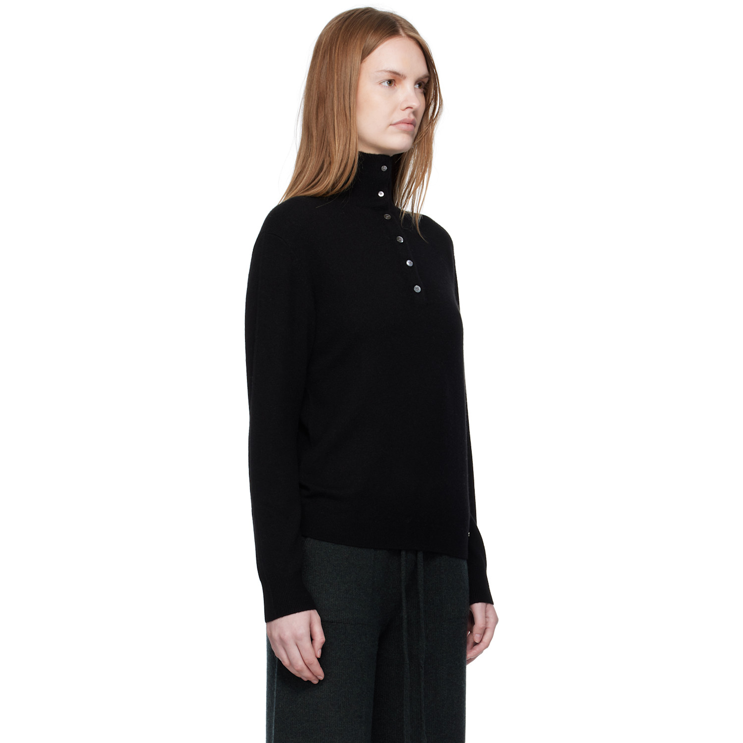  Umarmung Black Wool Cashmere Two Way Sweater 