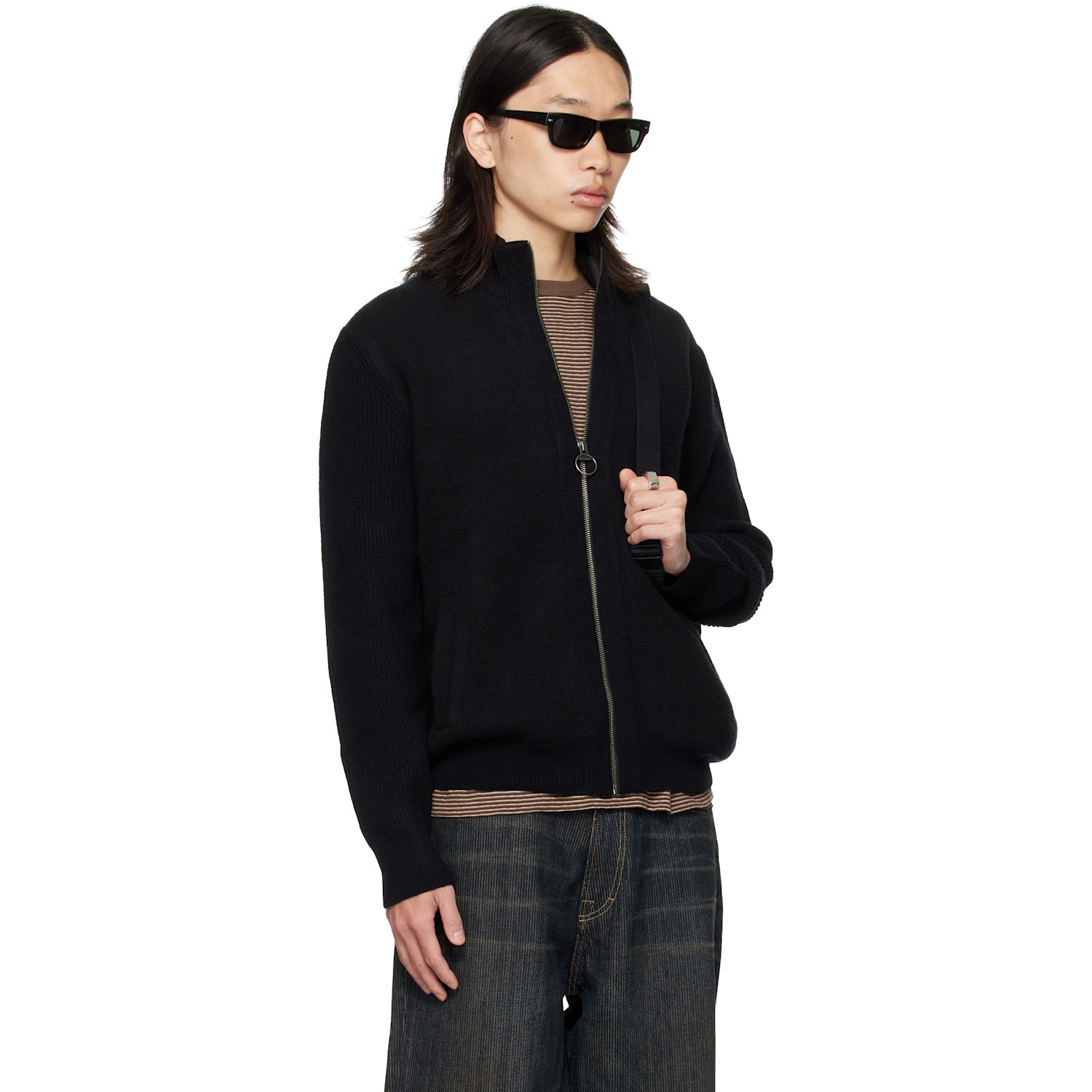  Barbour Black Milburn Zip Up Cardigan 