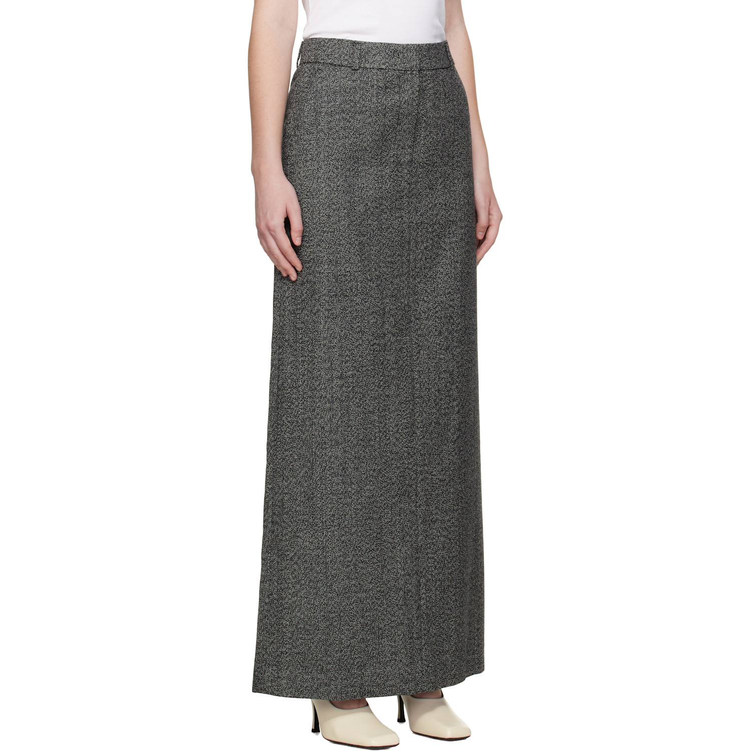  R2w Gray Arina Wool Maxi Skirt 