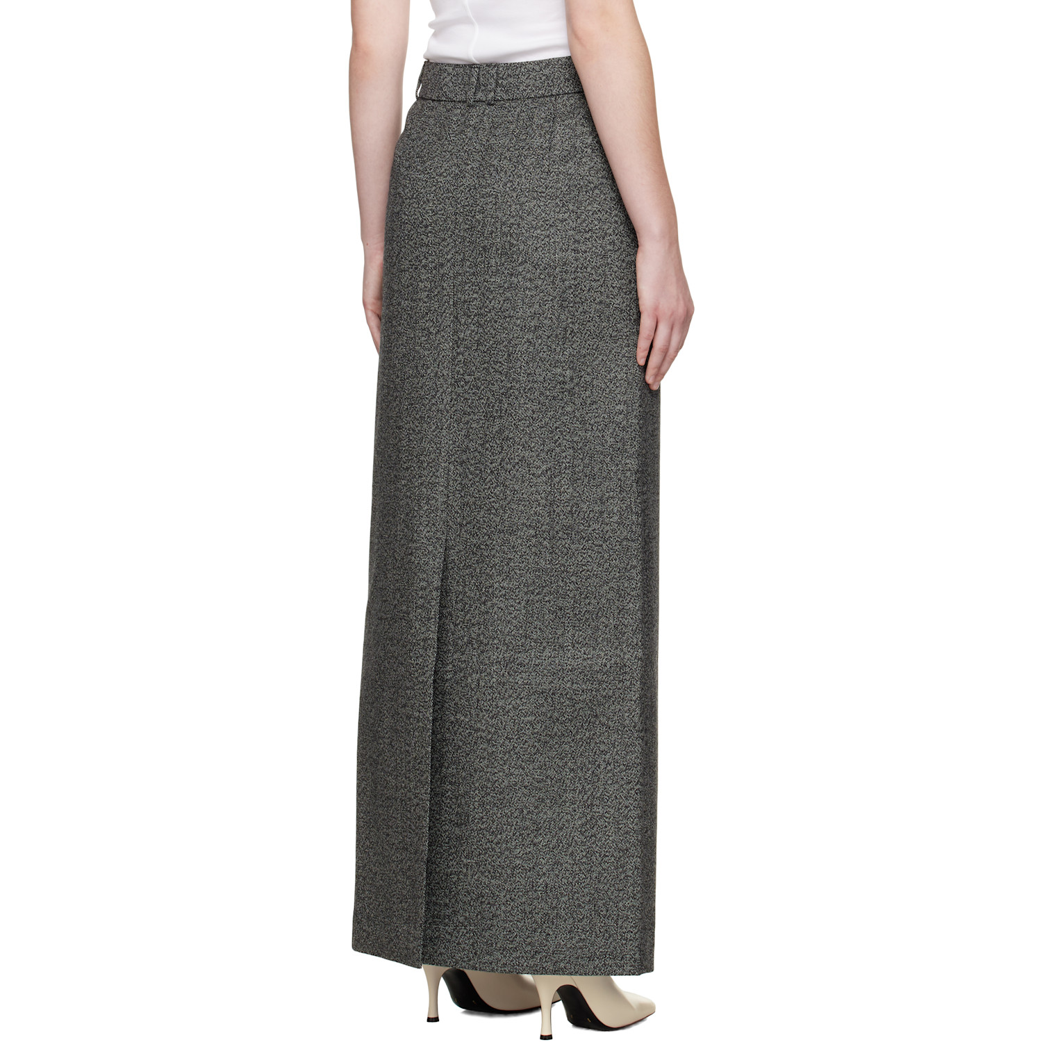  R2w Gray Arina Wool Maxi Skirt 