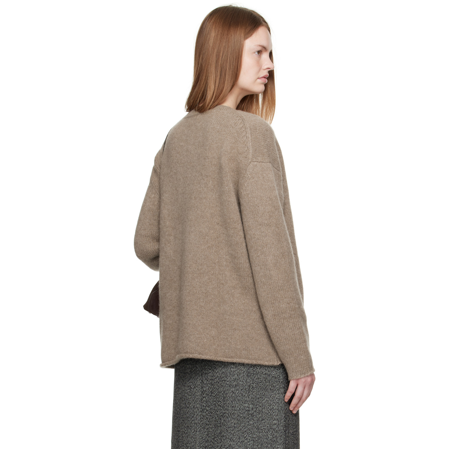  R2w Brown Cecily Cashmere Loose V-neck Sweater 