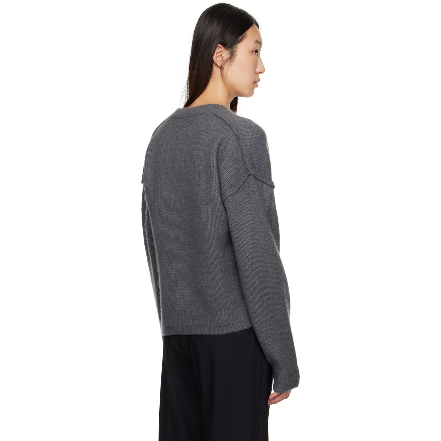  Maria Mcmanus Gray Air Spun Cape V-neck Sweater 