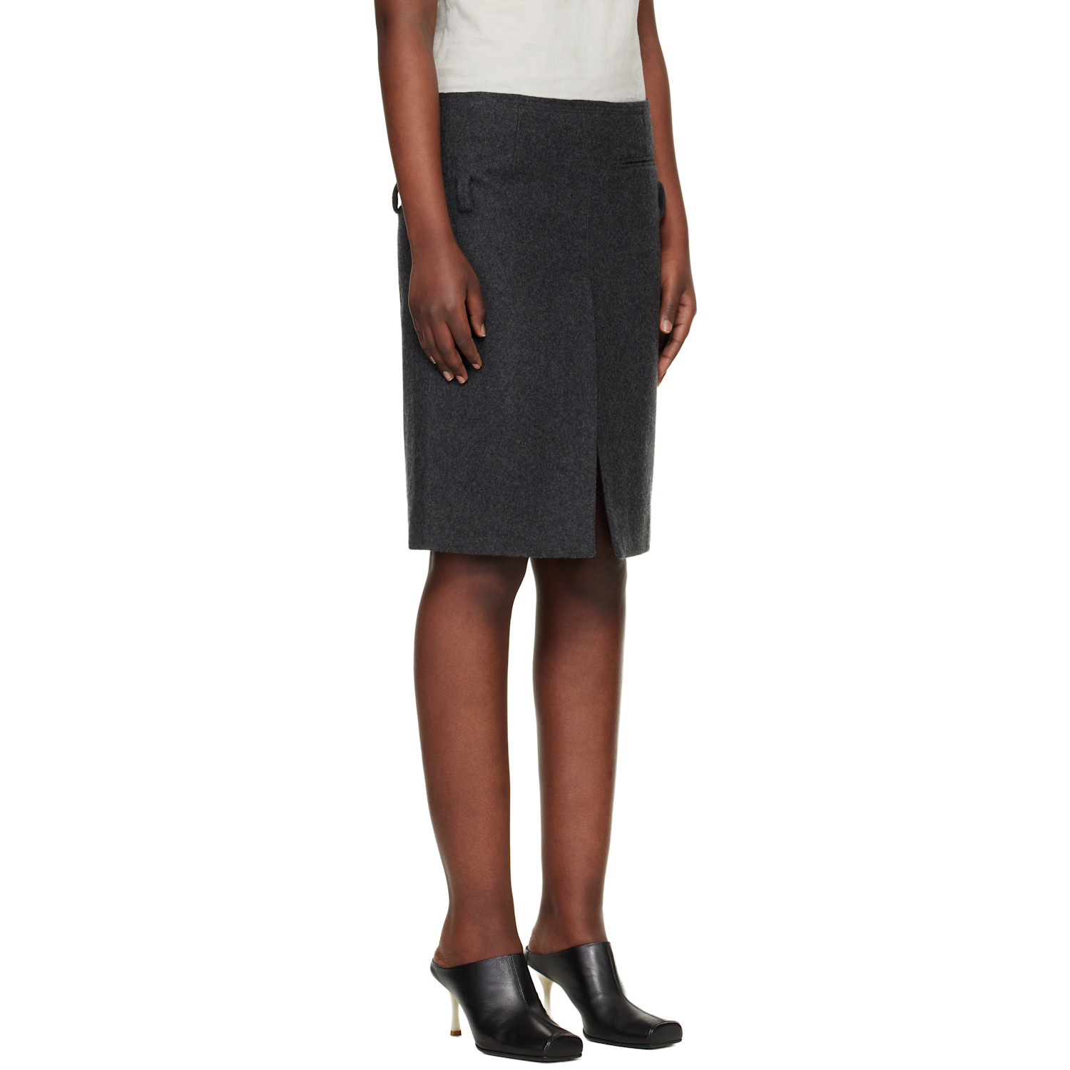  Commission Gray Low Waist Suit Midi Skirt 