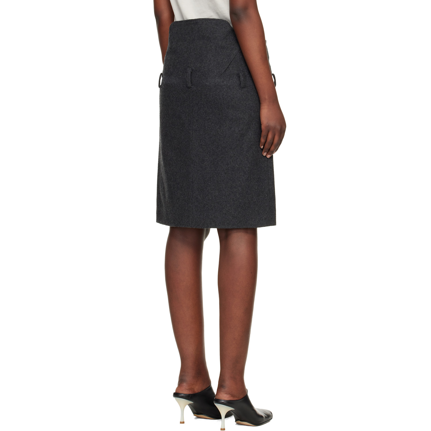  Commission Gray Low Waist Suit Midi Skirt 