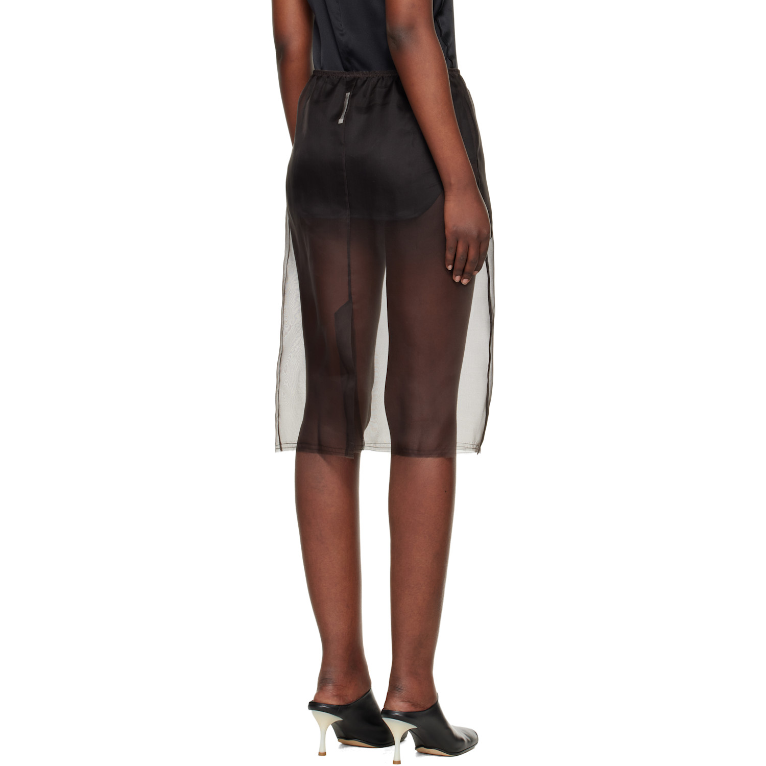  Commission Brown Creased Slip Midi Skirt 