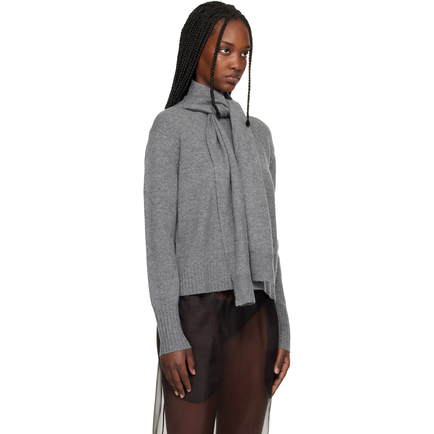  Commission Gray Scarf Neck Sweater 