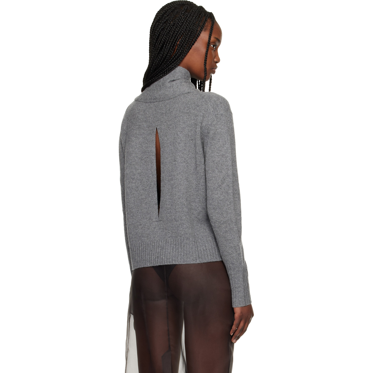  Commission Gray Scarf Neck Sweater 